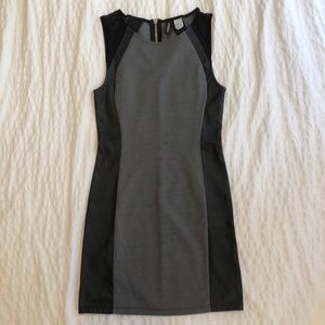 Leather panel bodycon dress